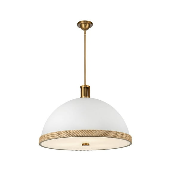 Alora Lighting Pd331024 Doral 3 Light 25" Wide Pendant - Matte White / Vintage Brass
