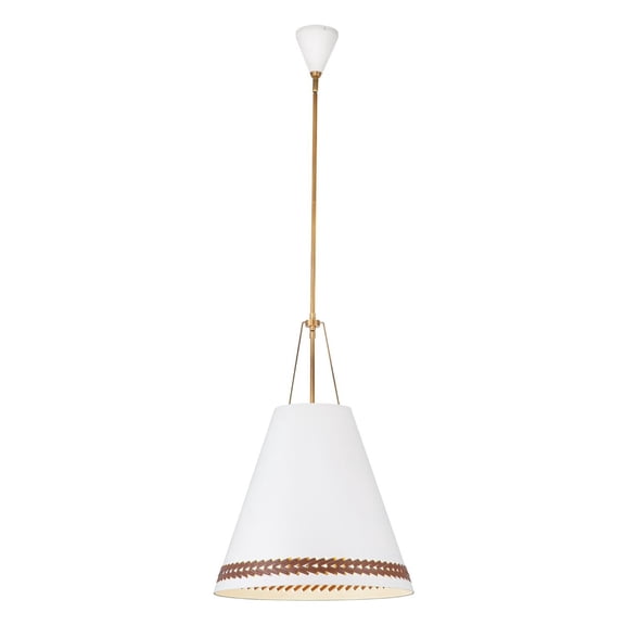 Kuzco Lighting Pd342020 Brickell 3 Light 20" Wide Pendant - Matte White / Hazelnut Leather