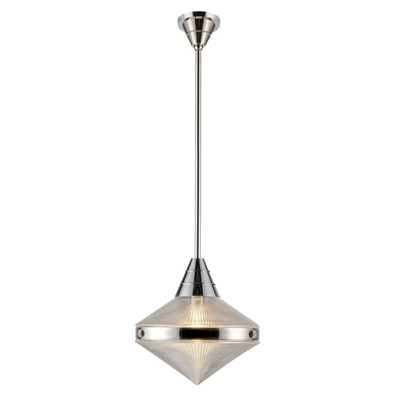 Kuzco Lighting Pd348114 Willard 14" Wide Pendant - Polished Nickel / Clear Prismatic Glass