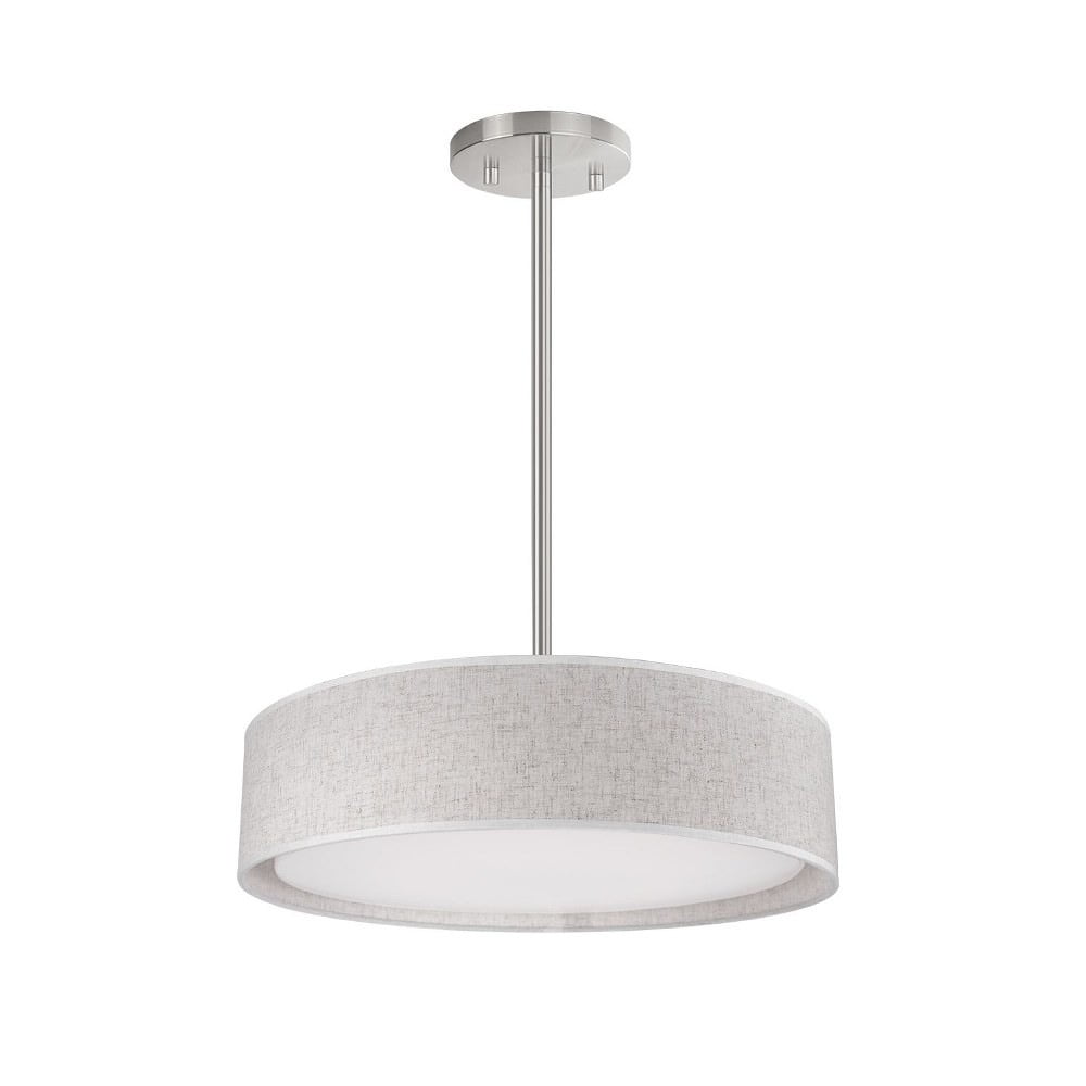Dalton 16" Round LED Pendant with Textured Fabric Shade - Black