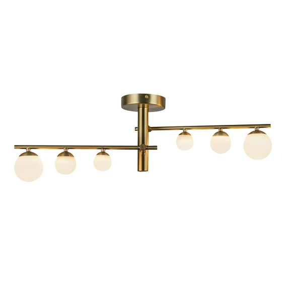 Kuzco Lighting Sf55525 Juniper 7" Wide Semi-Flush Linear Ceiling Fixture - Brushed Gold /