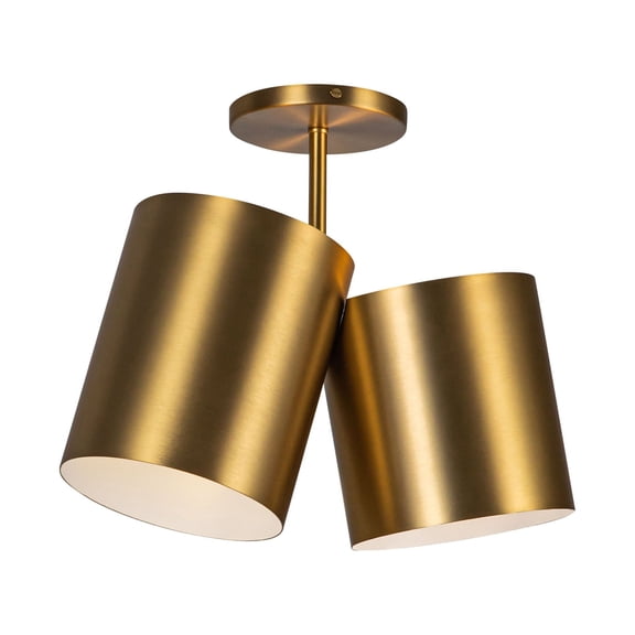 Kuzco Lighting Sf58814 Keiko 2 Light 6" Wide Semi-Flush Drum Ceiling Fixture - Gold