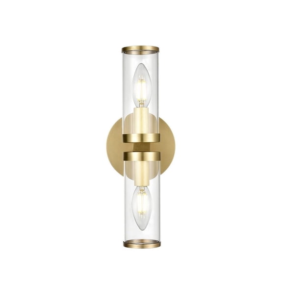 Alora Lighting WV309002NBCG Revolve 2 Light 13" Tall Bathroom Sconce - Brass