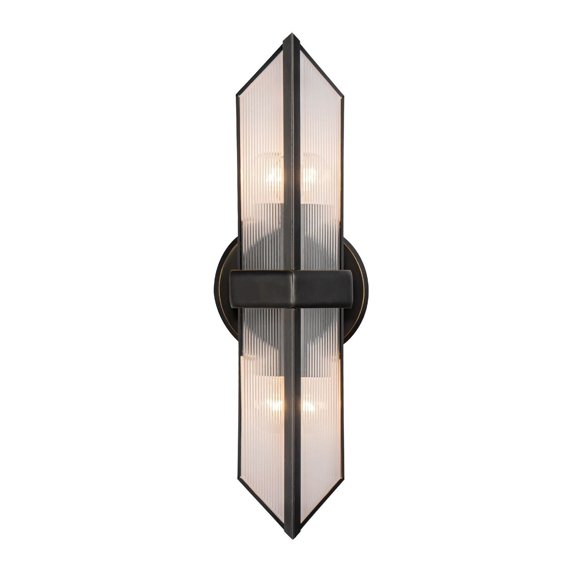 Kuzco Lighting Wv332815 Cairo 2 Light 16" Tall Wall Sconce - Urban Bronze / Clear Ribbed