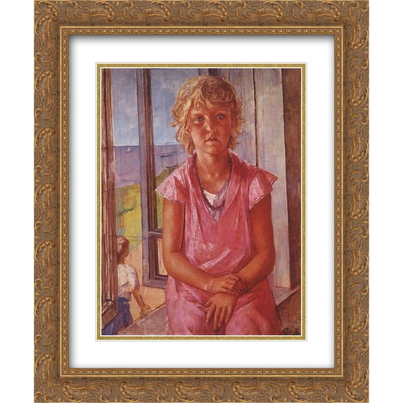 Kuzma Petrov Vodkin 2x Matted 20x24 Gold Ornate Framed Art Print 'The daughter of a fisherman'