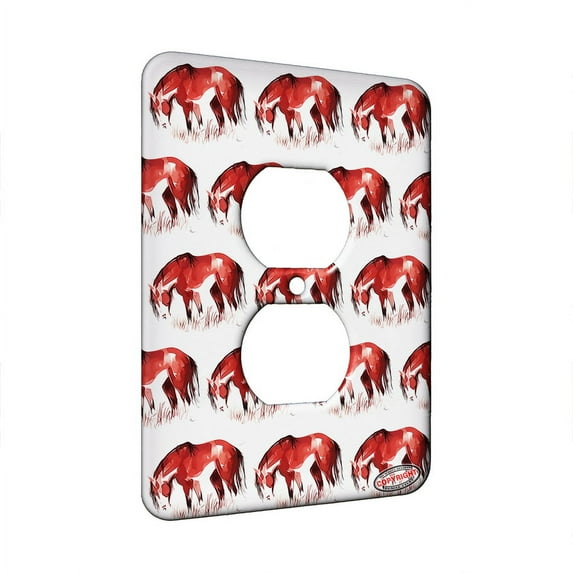 KuzmarK™ 1 Gang AC Outlet Wall Plate - Bay Pinto Mustang Abstract Horse Modern Art by Denise Every