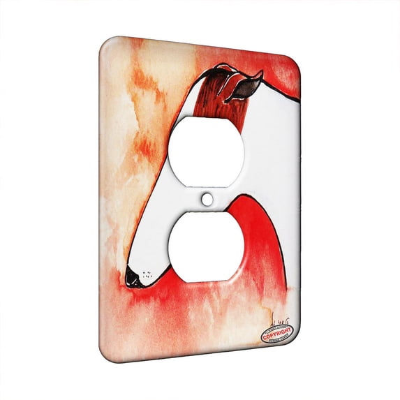 KuzmarK™ 1 Gang AC Outlet Wall Plate - Brindle Spotted Greyhound Abstract Dog Art by Denise Every