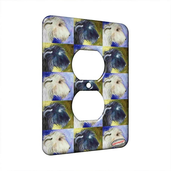 KuzmarK™ 1 Gang AC Outlet Wall Plate - Irish Wolfhound on Purple Dog Pattern Art by Denise Every
