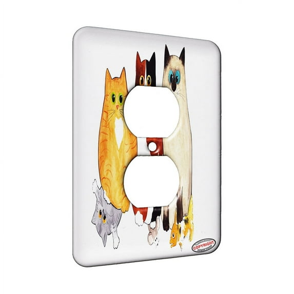KuzmarK™ 1 Gang AC Outlet Wall Plate - Kitties Behaving Badly Art by Denise Every