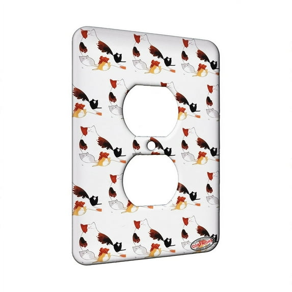 KuzmarK™ 1 Gang AC Outlet Wall Plate - Shorthair Kitty Family Mama and Kittens Abstract Cat Modern Art by Denise Every