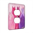 thumbnail image 1 of KuzmarK™ 1 Gang AC Outlet Wall Plate - Very Berry Chunky Kitties on Pink Stripes Abstract Cat Art by Denise Every, 1 of 1
