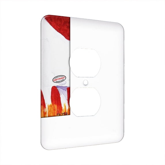 KuzmarK™ 1 Gang AC Outlet Wall Plate - White Bull Terrier with Autumn Colors Dog Art by Denise Every