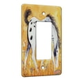 thumbnail image 1 of KuzmarK™ 1 Gang Rocker Wall Plate - Blue Roan Appaloosa Colt with Wildflowers Horse Art by Denise Every, 1 of 2