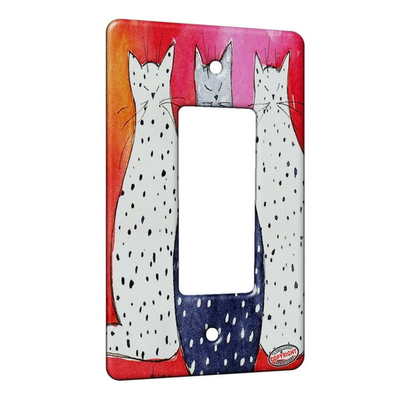 KuzmarK™ 1 Gang Rocker Wall Plate - Dotted Swiss Polka Dot Kitties Abstract Cat Art by Denise Every