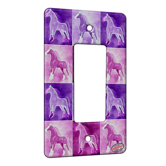 KuzmarK™ 1 Gang Rocker Wall Plate - Flaxen Chestnut American Saddlebred on Purple Horse Electric Art by Denise Every