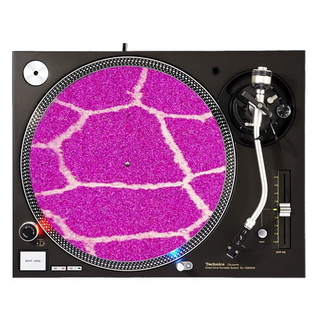 KuzmarK™ 12" DJ Turntable Slipmat - Giraffe Skin Pink Sparkle