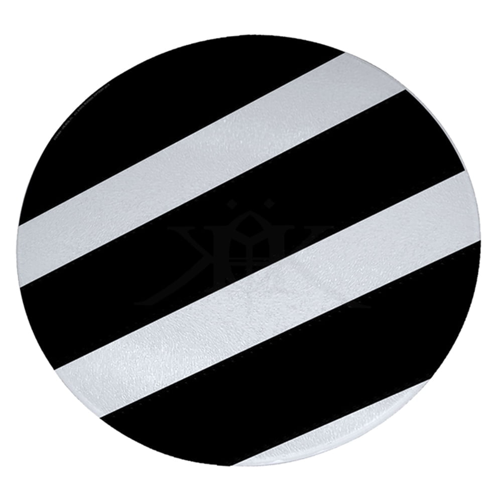 KuzmarK 12" Round Glass Cutting Board - Black White Stripes