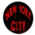thumbnail image 1 of KuzmarK 12" Round Glass Cutting Board - New York City Skyline Red, 1 of 1