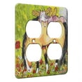 thumbnail image 1 of KuzmarK™ 2 Gang AC Outlet Wall Plate - Buckskin Unicorn and Tabby Maine Coon Kitty Fairies Fantasy Horse and Cat Art by Denise Every, 1 of 1
