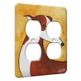 thumbnail image 1 of KuzmarK™ 2 Gang AC Outlet Wall Plate - Red Spotted Greyhound on Gold Abstract Dog Art by Denise Every, 1 of 1