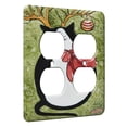 thumbnail image 1 of KuzmarK™ 2 Gang AC Outlet Wall Plate - Tuxedo Chunky Reindeer Kitty Christmas Cat Art by Denise Every, 1 of 1