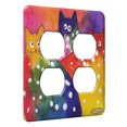 thumbnail image 1 of KuzmarK™ 2 Gang AC Outlet Wall Plate - Two Toned Polka Dot Chunky Kitties Abstract Cat Art by Denise Every, 1 of 1