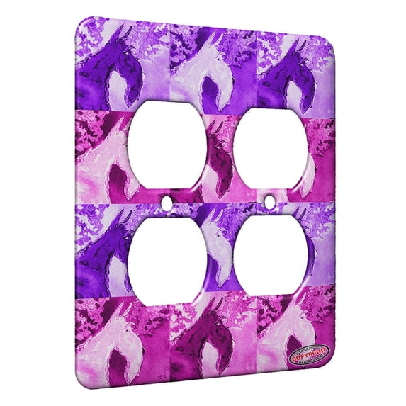 KuzmarK™ 2 Gang AC Outlet Wall Plate - Wheaten Scottish Terrier with Autumn Leaves Scottie Dog Pink Pattern Art by Denise Every