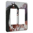 thumbnail image 1 of KuzmarK™ 2 Gang Rocker Wall Plate - Bay Pinto Indian War Pony Horse Art by Denise Every, 1 of 1