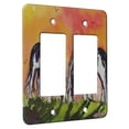 thumbnail image 1 of KuzmarK™ 2 Gang Rocker Wall Plate - Piebald Gypsy Horses at Sundown Horse Art by Denise Every, 1 of 1