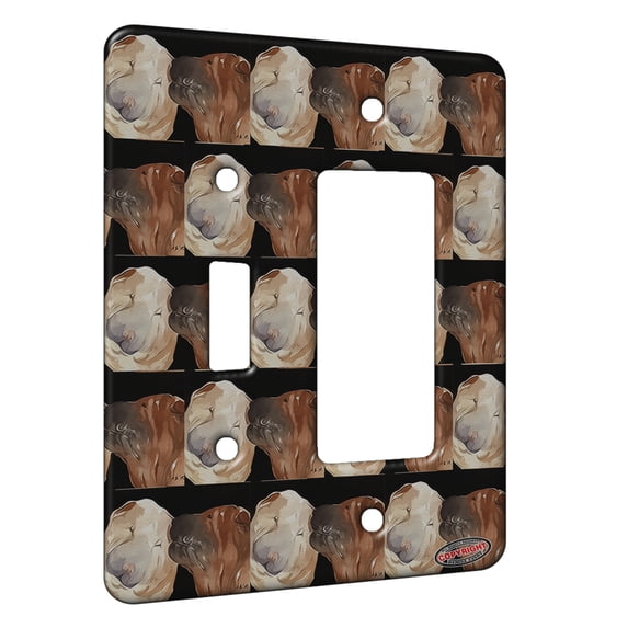 KuzmarK™ 2 Gang Single Toggle / Single Duplex Rocker Wall Plate - Arlo and Annie Chinese Shar Pei The Kiss Dog Modern Art by Denise Every
