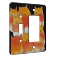 thumbnail image 1 of KuzmarK™ 2 Gang Single Toggle / Single Duplex Rocker Wall Plate - Candy Corn Kitties on Black Abstract Cat Art by Denise Every, 1 of 1