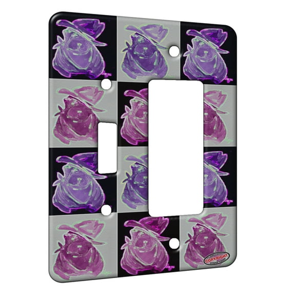 KuzmarK™ 2 Gang Single Toggle / Single Duplex Rocker Wall Plate - Cow Pei Chocolate Chinese Shar Pei Dog Electric Art by Denise Every