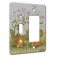 thumbnail image 1 of KuzmarK™ 2 Gang Single Toggle / Single Duplex Rocker Wall Plate - Tiny Tiger Kitty Fairies with Pink Flowers Fantasy Cat Art by Denise Every, 1 of 1