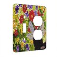thumbnail image 1 of KuzmarK™ 2 Gang Single Toggle / Single Duplex Wall Plate - Black Persian Kitty Fairy with Flowers Fantasy Cat Art by Denise Every, 1 of 1