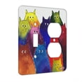 thumbnail image 1 of KuzmarK™ 2 Gang Single Toggle / Single Duplex Wall Plate - Very Colorful Two Toned Silly Maine Coon Kitties White Background Art by Denise Every, 1 of 1