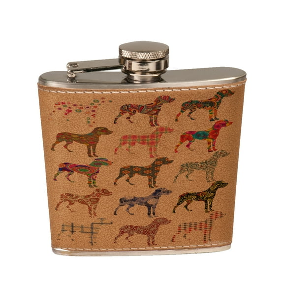 KuzmarK 6 oz. Leather Pocket Hip Liquor Flask - Great Dane Dog
