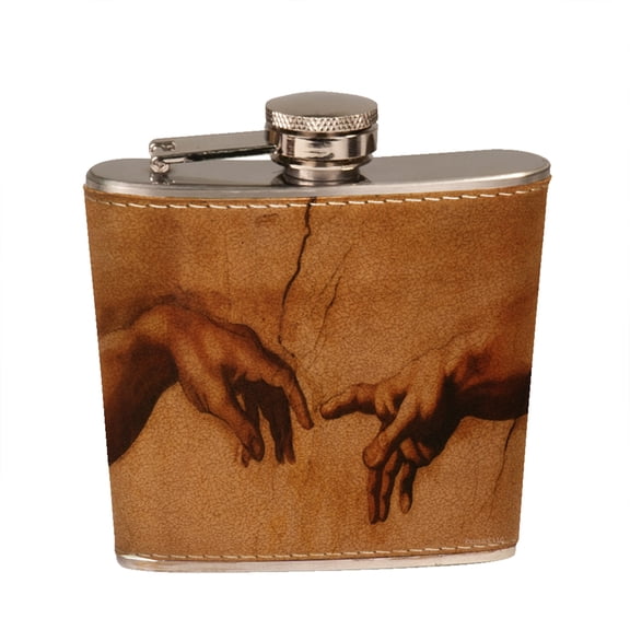 KuzmarK 6 oz. Leather Pocket Hip Liquor Flask - Michelangelo