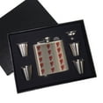 thumbnail image 1 of KuzmarK 6 oz. Stainless Steel Flask Set in Black Presentation Box -  Pink Birdie Painting, 1 of 2