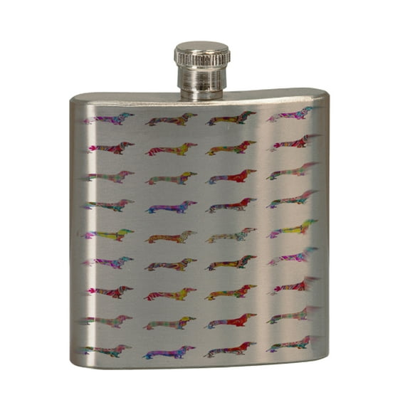 KuzmarK 6 oz. Stainless Steel Pocket Hip Liquor Flask - Dachshund Dogs Pretty