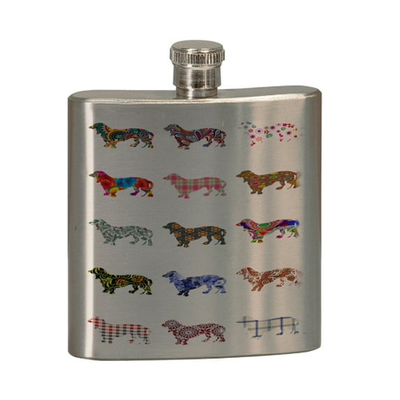 KuzmarK 6 oz. Stainless Steel Pocket Hip Liquor Flask - Daschund Dog