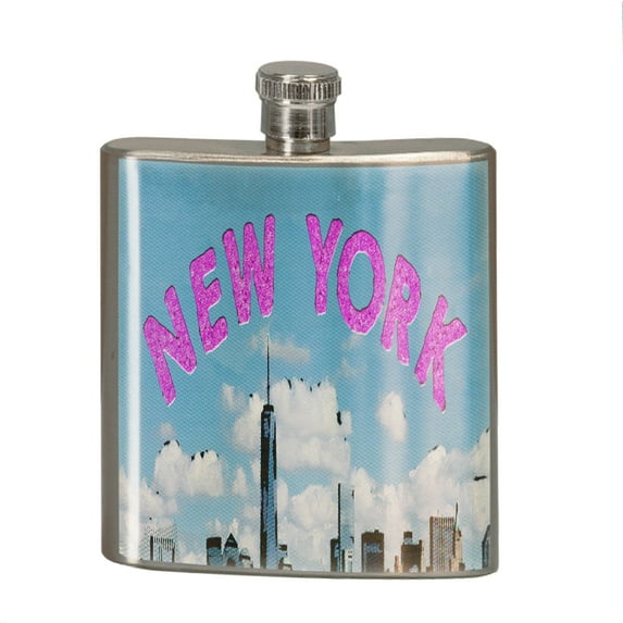 KuzmarK 6 oz. Stainless Steel Pocket Hip Liquor Flask - New York Manhattan