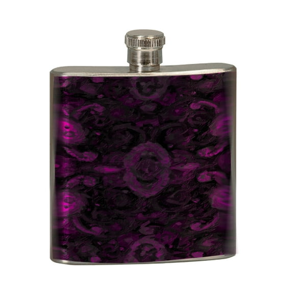 KuzmarK 6 oz. Stainless Steel Pocket Hip Liquor Flask - Paisley Pink Painting