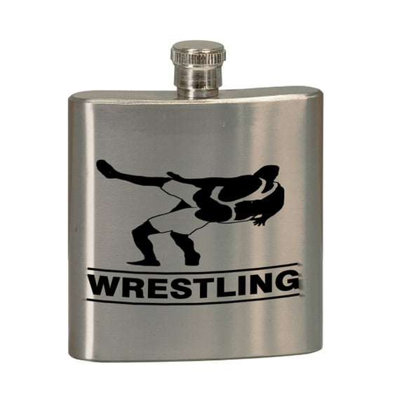 KuzmarK 6 oz. Stainless Steel Pocket Hip Liquor Flask - Wrestling Match
