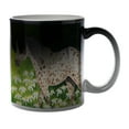 thumbnail image 1 of KuzmarK Black Heat Morph Color Changing Coffee Cup Mug 11 Ounce - Leopard Appaloosa Horse with Daisies Art by Denise Every, 1 of 2