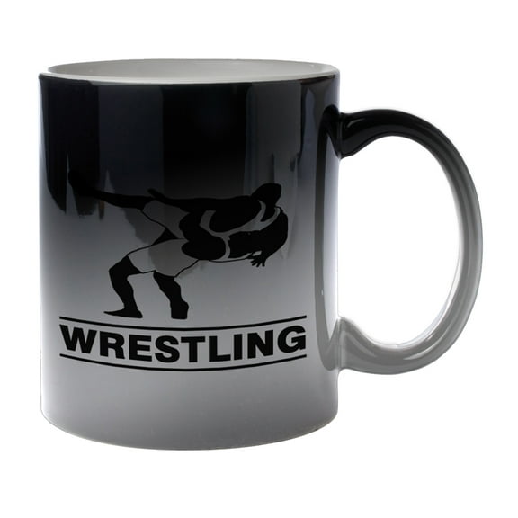 KuzmarK Black Heat Morph Color Changing Coffee Cup Mug 11 Ounce - Wrestling Match