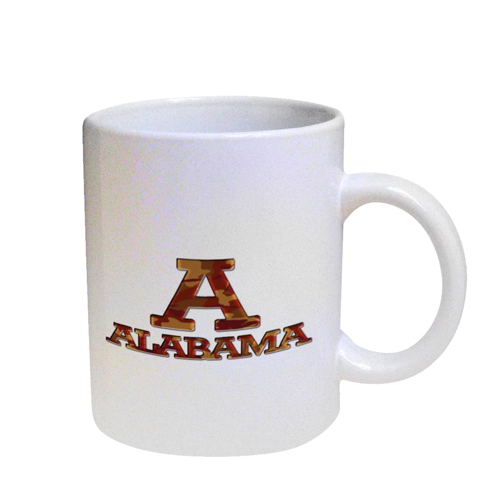 KuzmarK Coffee Cup Mug Pearl Iridescent White - Alabama Red Camouflage