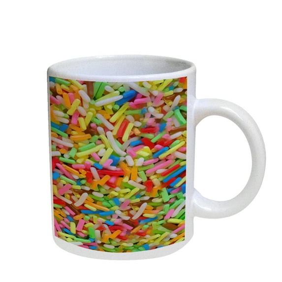 KuzmarK Coffee Cup Mug Pearl Iridescent White - Ice Cream Sprinkles