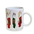 thumbnail image 1 of KuzmarK Coffee Cup Mug Pearl Iridescent White - Maine Coon Kitties and Mouse Christmas JOY Set Cat Art by Denise Every, 1 of 2