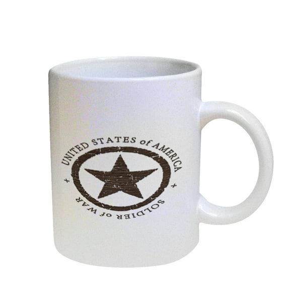 KuzmarK Coffee Cup Mug Pearl Iridescent White - Military Soldier Of War Wood Star