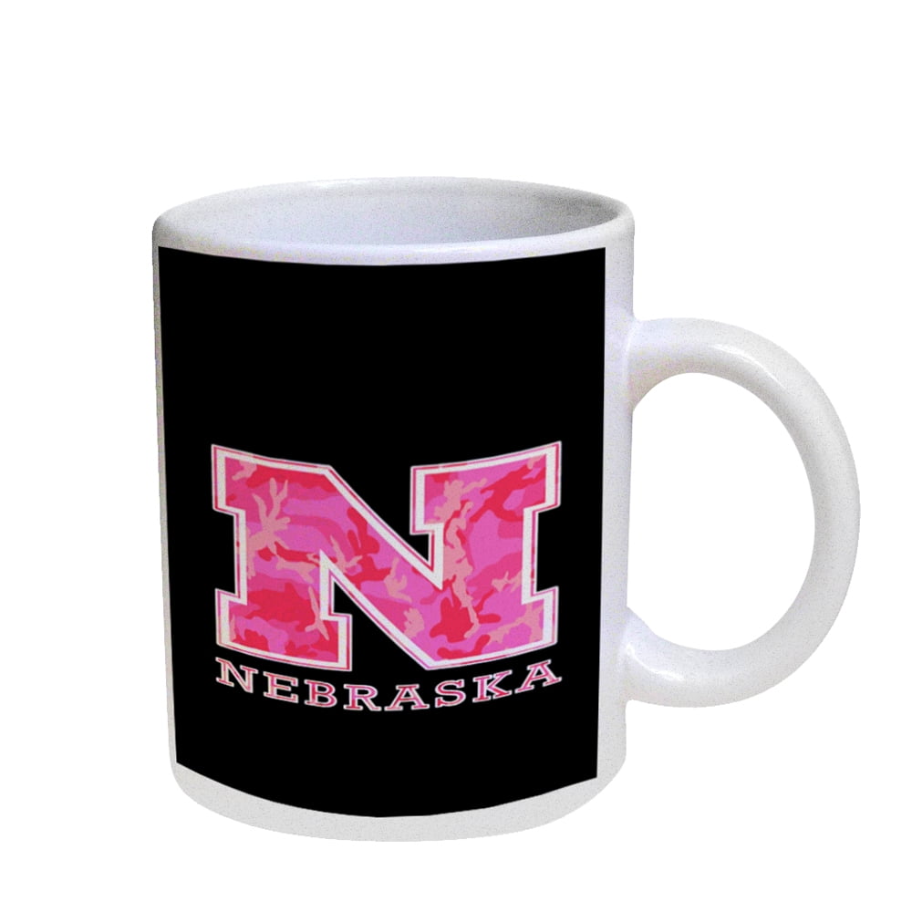 KuzmarK Coffee Cup Mug Pearl Iridescent White - Nebraska Pink Camouflage